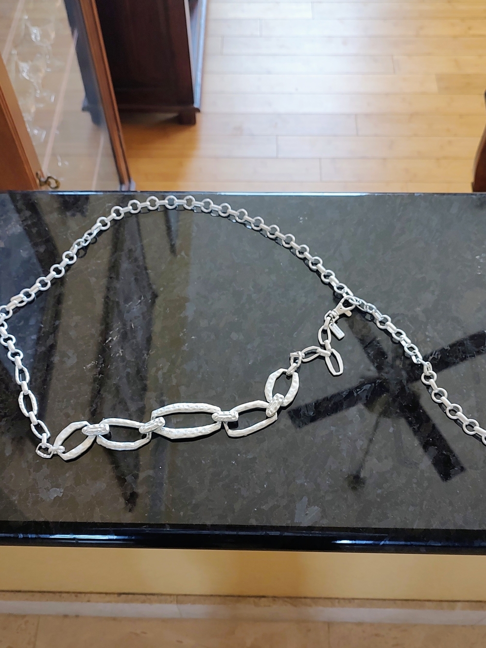 Chico's Hammered Silver-Tone Link Chain Belt - Picture 5 of 14